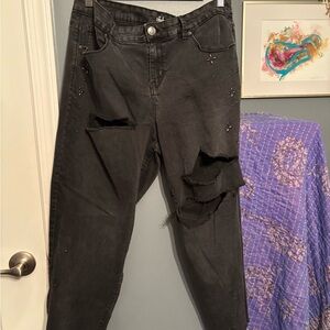 Style & Co. Black Distressed Boyfriend Jeans